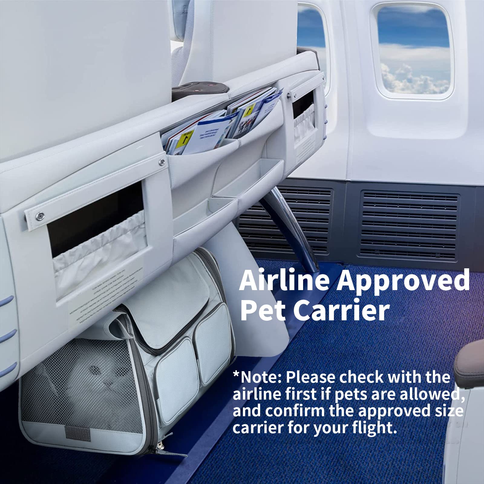 FUKUMARU — Transportadora para Gato y Perro Pequeño Aprobada por Aerolíneas con 4 Puertas de Acceso y Cojín Lavable