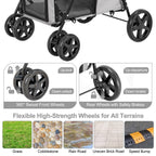 LPOTIUS Carriola Doble para Perros y Gatos con 2 Transportadoras Desmontables — Carreola Plegable con 4 Ruedas para Mascotas Pequeñas y Medianas
