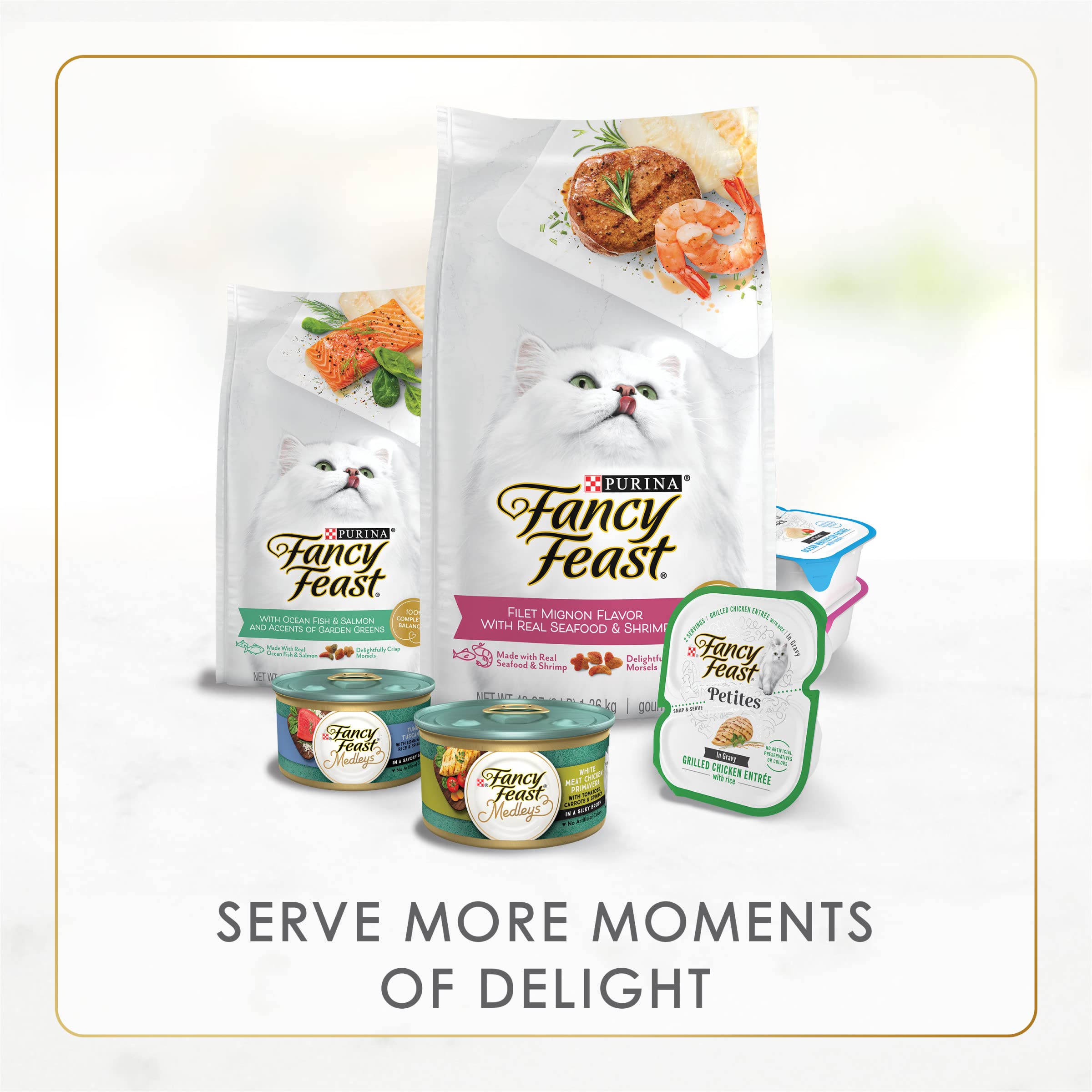 Purina Fancy Feast Alimento Húmedo para Gatos Adultos Sabor Pescado y Camarón en Hojuelas — Paquete de 24 Latas de 85g