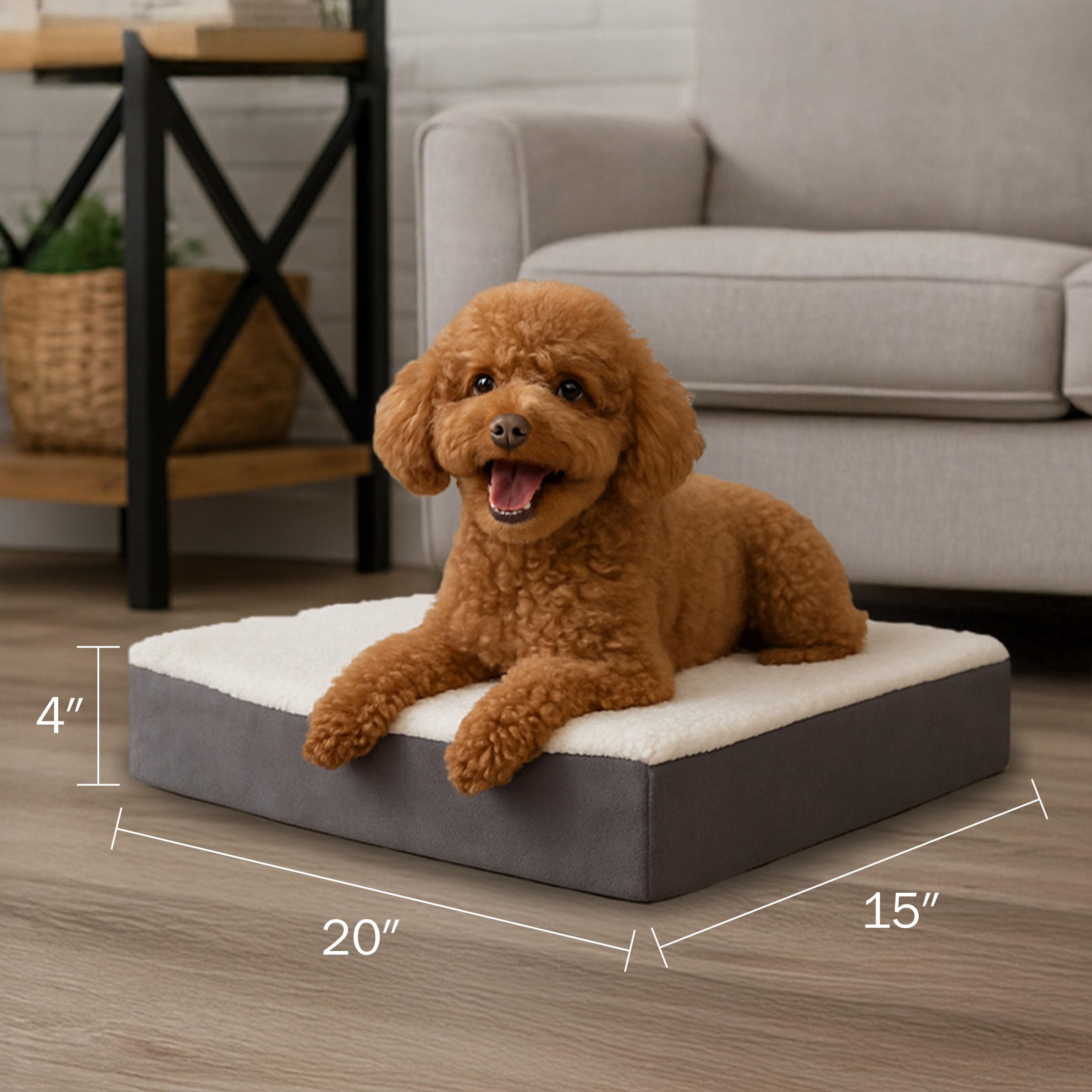 Petmaker — Cama Ortopédica con Memory Foam y Cubierta de Sherpa Lavable para Perro