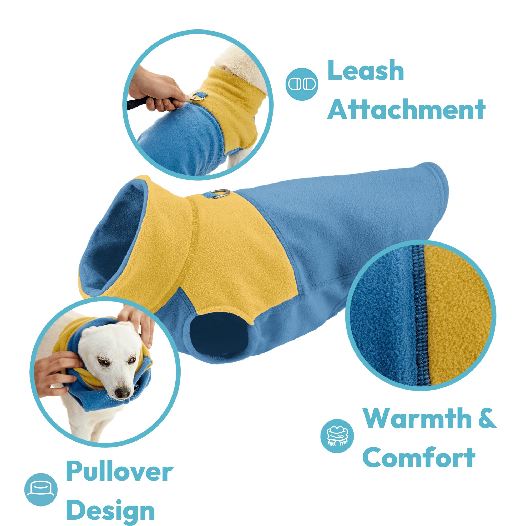Gooby Fleece Vest Two Tone — Chaleco de Polar Suave Bicolor con Anillo Metálico para Correa, para Perros Pequeños y Medianos