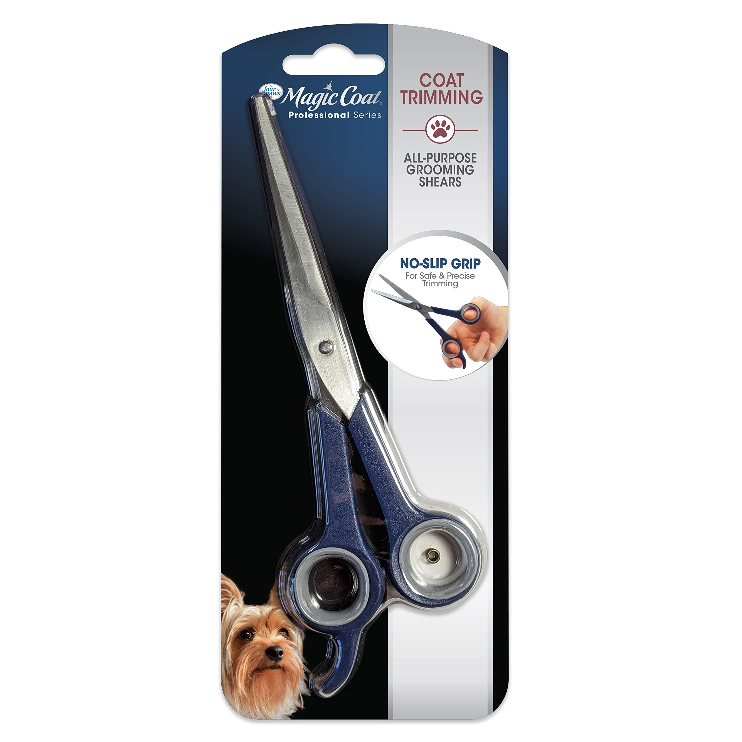 Four Paws Magic Coat Serie Profesional — Tijeras de Adelgazamiento para Perros y Gatos con Puntas Redondeadas y Agarre Antideslizante, 7.5 Pulgadas