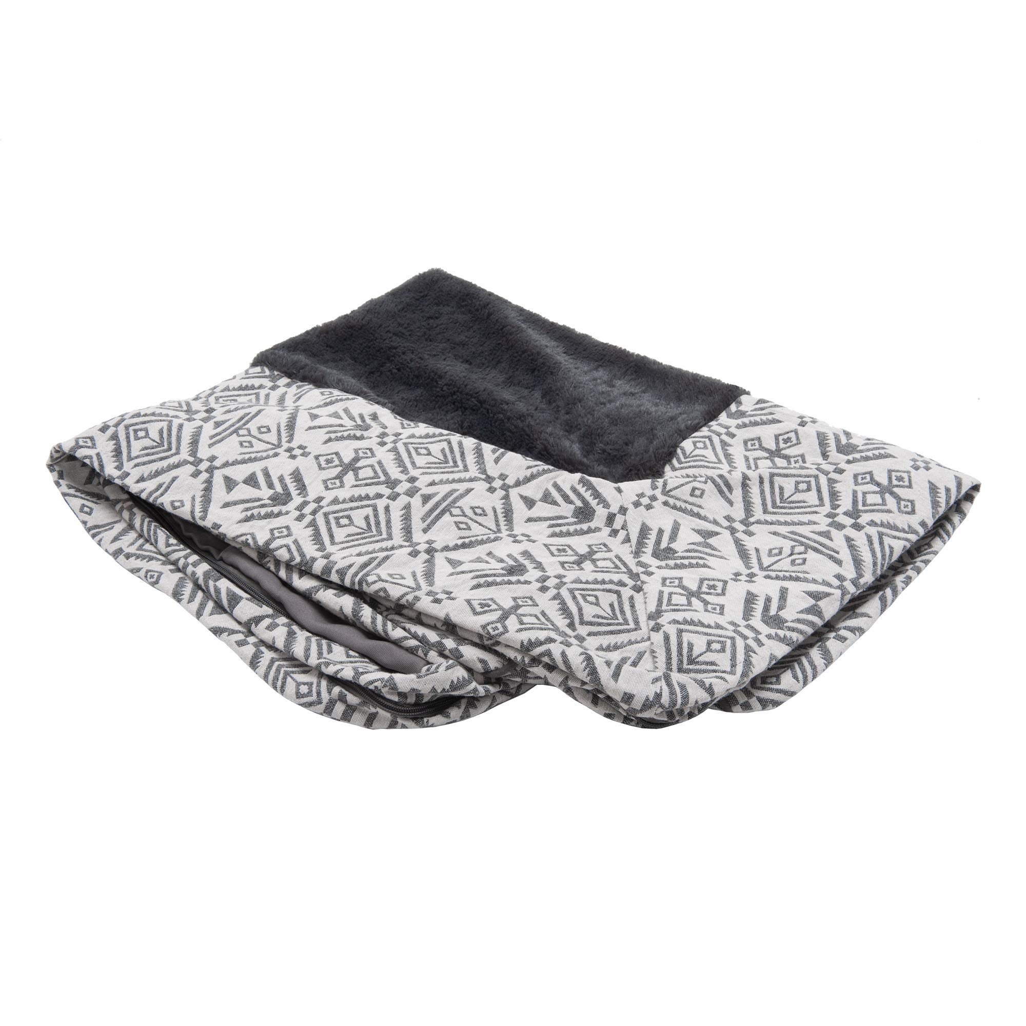 Furhaven — Funda de Repuesto para Cama de Perro Estilo Sofá con Felpa y Diseño Kilim Suroeste, Lavable a Máquina