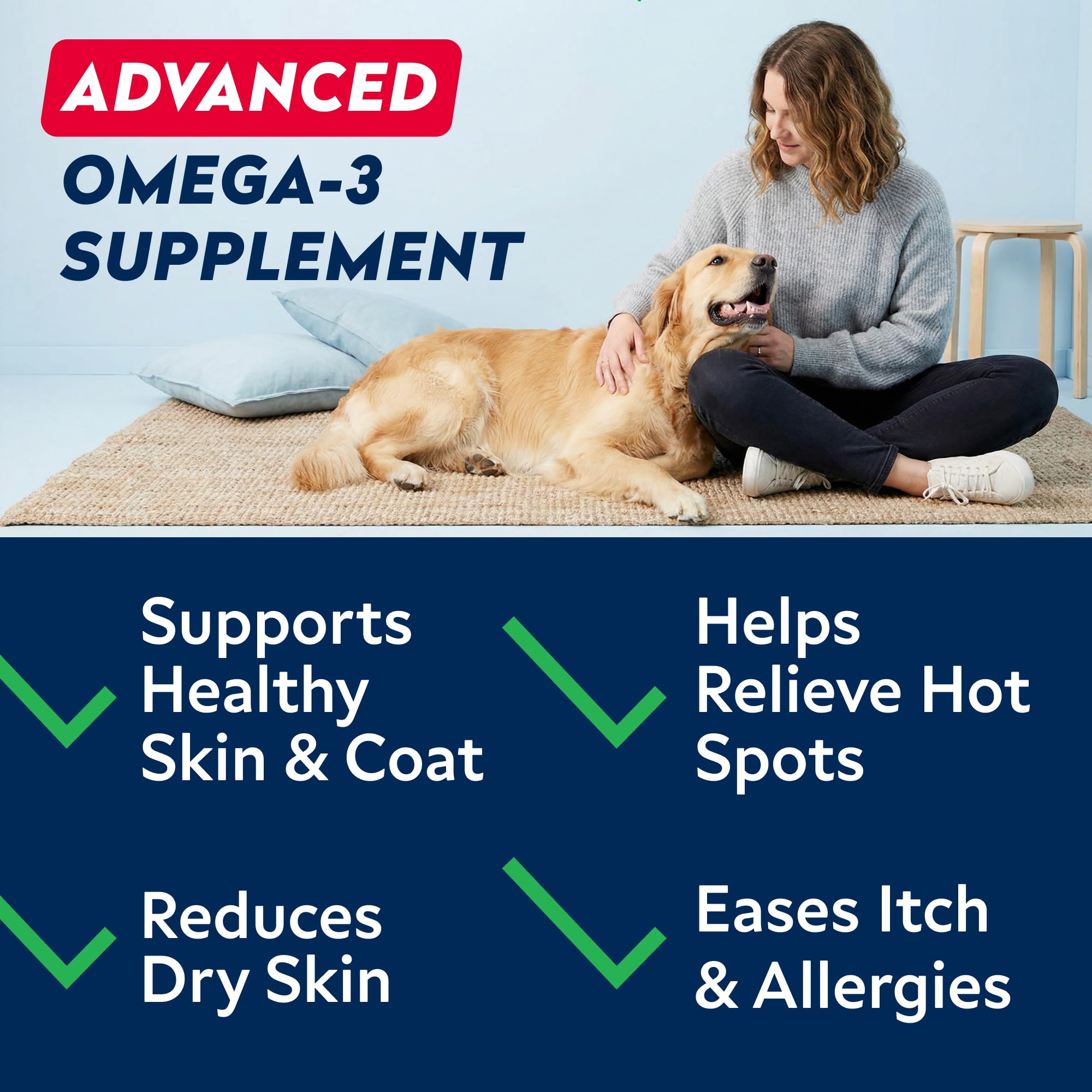 StrellaLab Fish Oil — Gomitas de Omega 3 para Perros con Alivio de Alergias, Comezón y Muda de Pelo