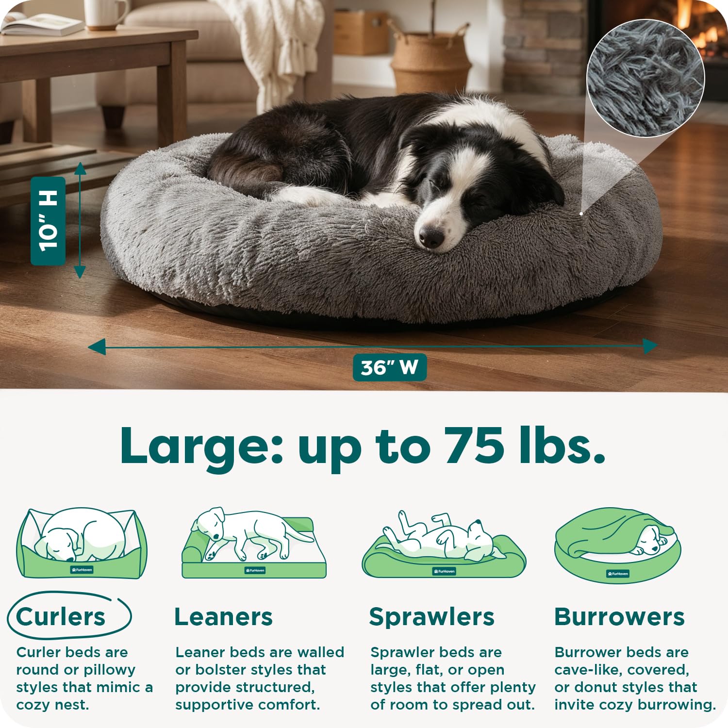 FurHaven Calming Cuddler — Cama Donut Calmante de Peluche para Perros y Gatos