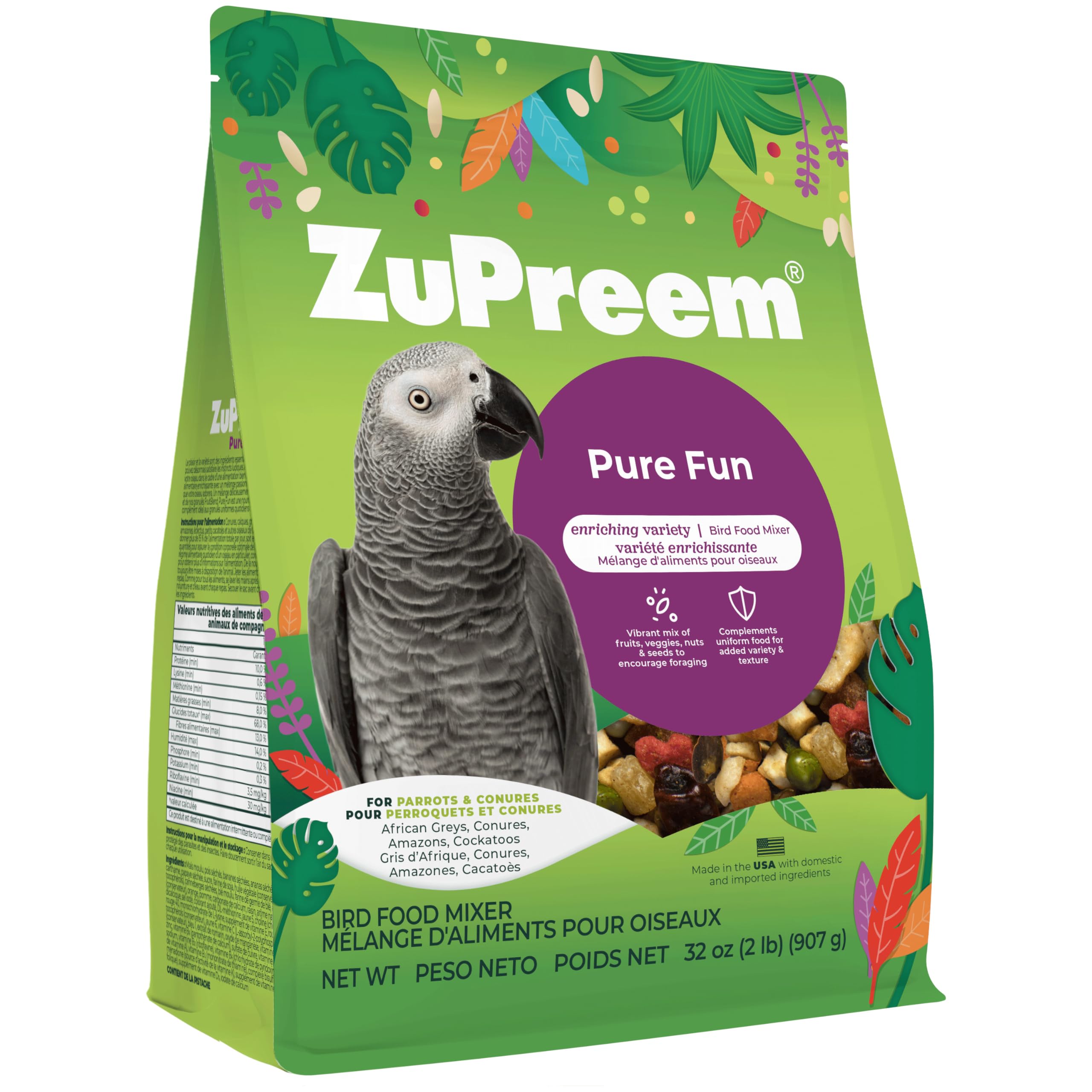 ZuPreem FruitBlend — Alimento en Pellets para Aves Medianas y Grandes (Loro, Conure, Caique, Gris Africano, Eclectus, Cacatúa Pequeña)