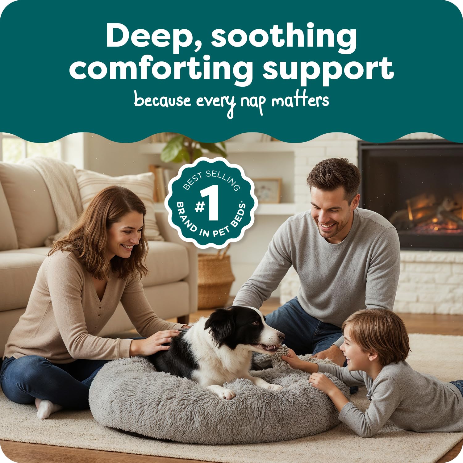 FurHaven Calming Cuddler — Cama Donut Calmante de Peluche para Perros y Gatos