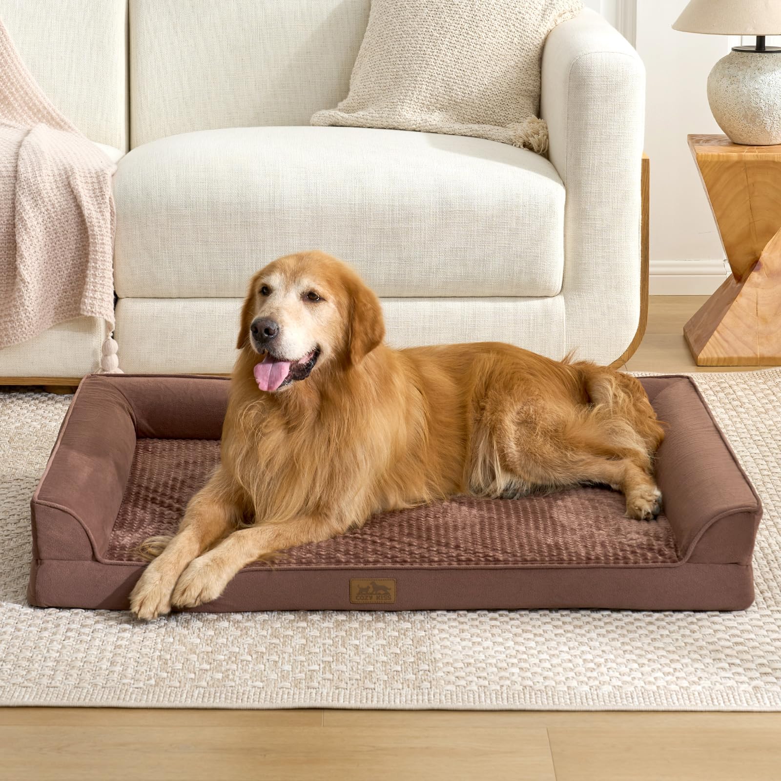 COZY KISS — Cama Ortopédica con Soporte en Espuma tipo Huevo y Bordes Acolchados en U para Perro