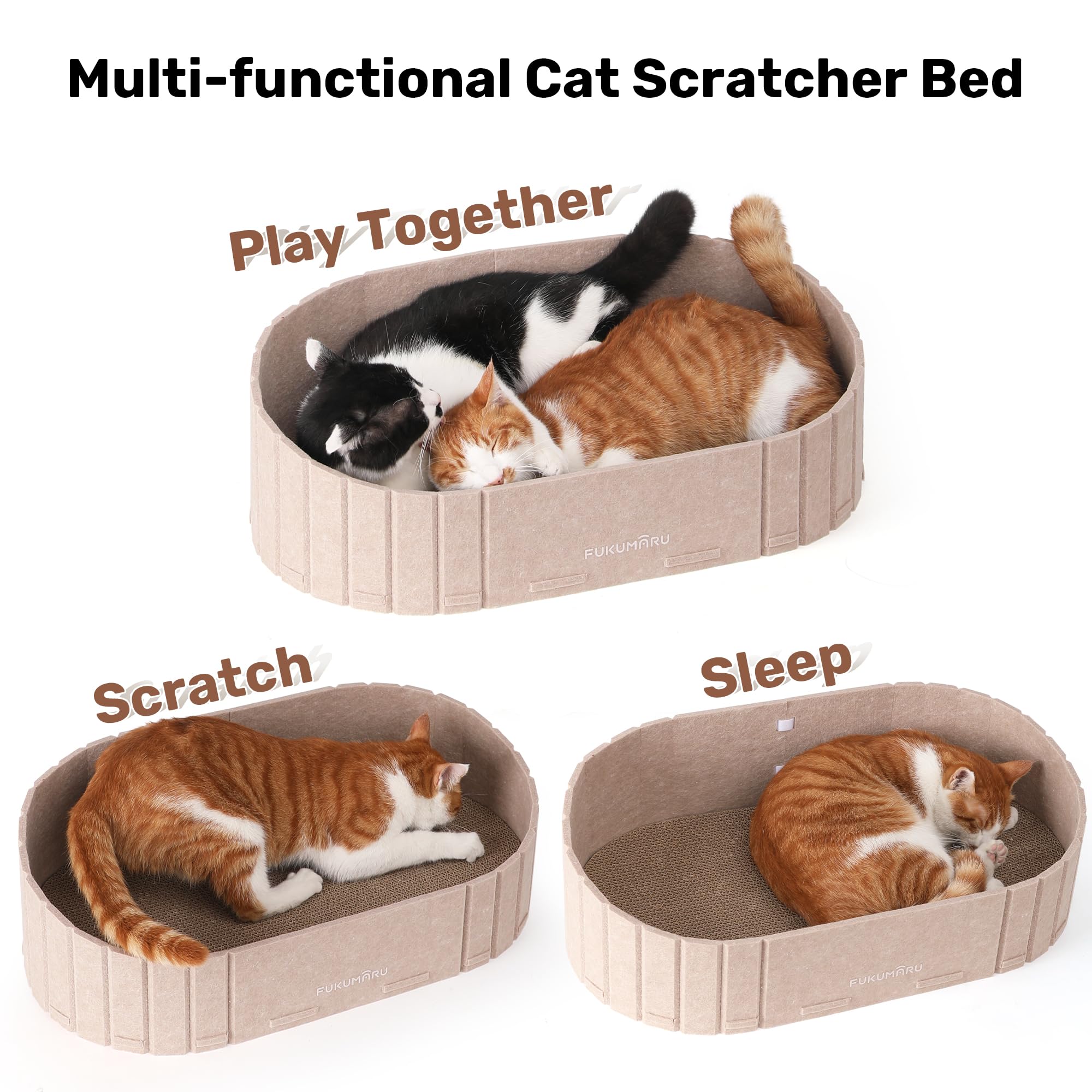FUKUMARU — Rascador con Forma de Sofá para Gato, Reversible y Desmontable, Cama Rascadora Redonda para Gatos de Interior