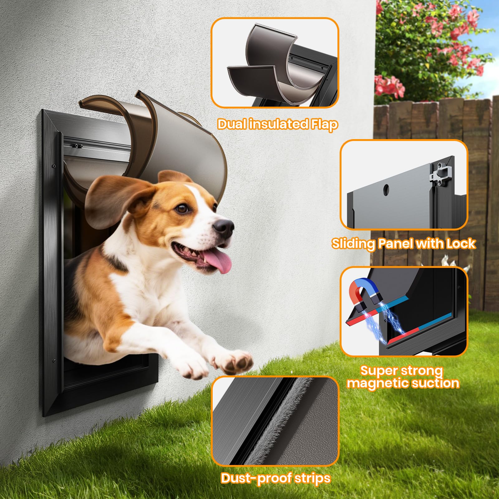 VOSOIR — Puerta para Perros en Pared — Gatera de Instalación en Muro para Perros