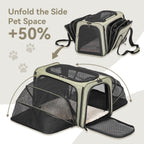 Petsfit — Transportadora Expandible para Gatos y Perros Pequeños, Aprobada por Aerolíneas, Plegable, Lavable y a Prueba de Escapes con 2 Paneles de Expansión