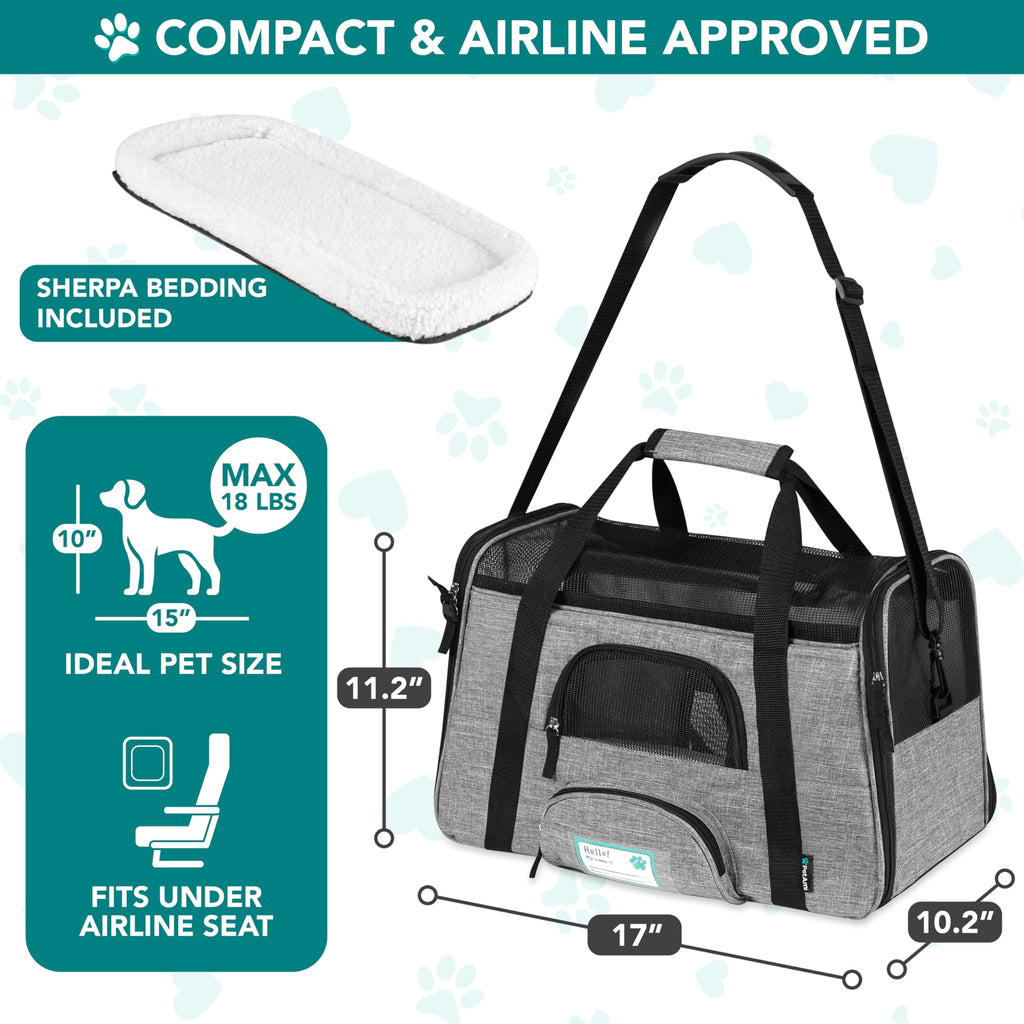 PetAmi — Transportadora de Viaje Aprobada por Aerolíneas con Cama Sherpa para Gatos y Perros Pequeños