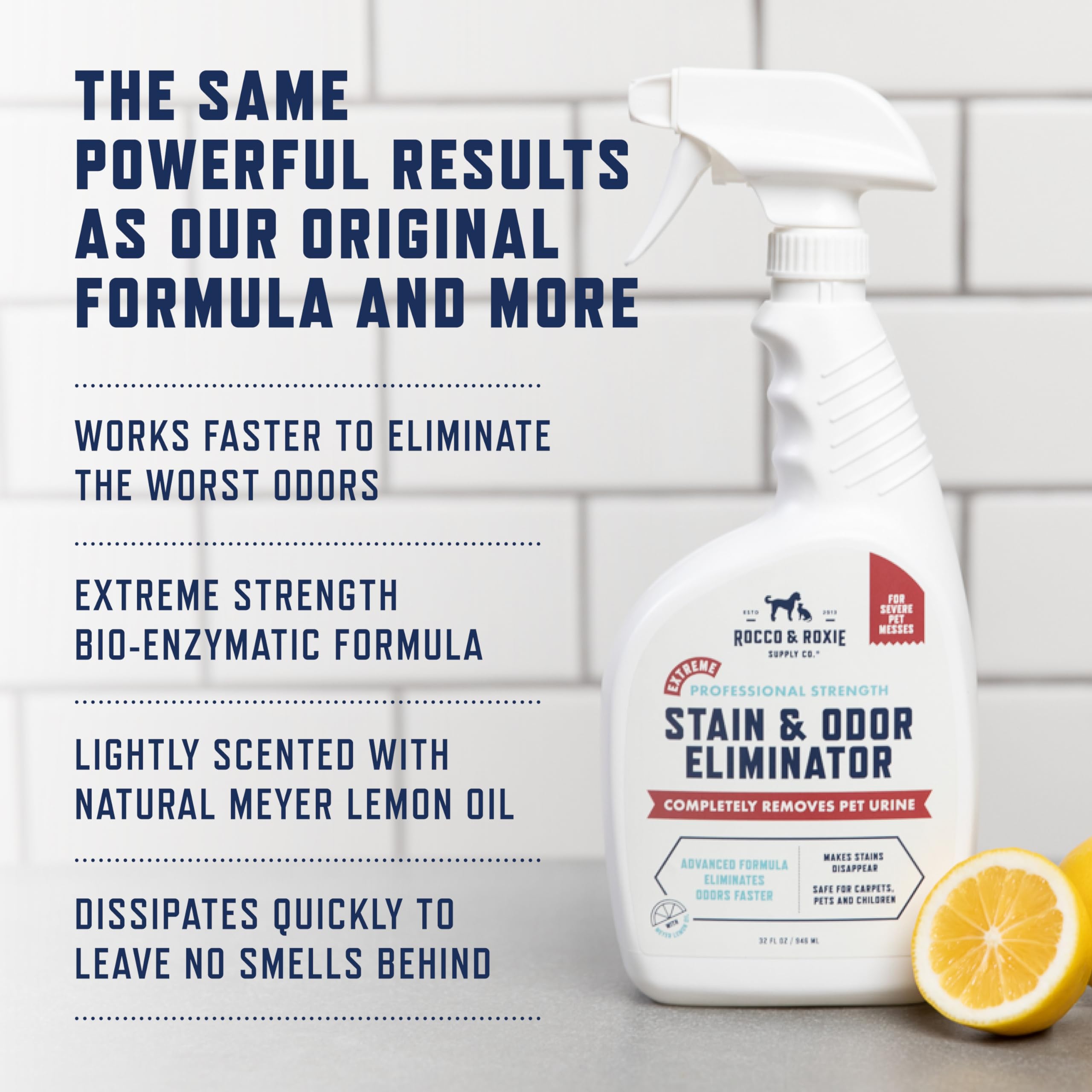 Rocco & Roxie Stain & Odor Eliminator — Eliminador Enzimático de Manchas y Olores para Perros y Gatos