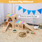 Unicorn Catcher — Casa Castillo de Madera Extra Grande con Escalera y Tapetes para Cobayos y Animales Pequeños