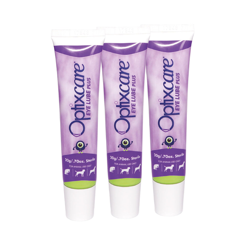 OptixCare Eye Lube Plus con Ácido Hialurónico — Gel Lubricante Ocular de Larga Duración para Perros, Gatos y Caballos 20g (Paquete de 3)