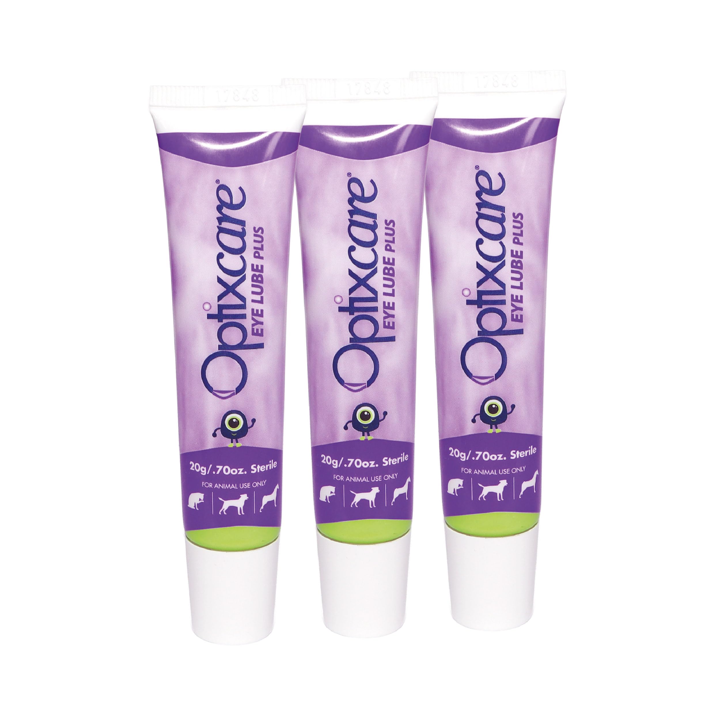 OptixCare Eye Lube Plus con Ácido Hialurónico — Gel Lubricante Ocular de Larga Duración para Perros, Gatos y Caballos 20g (Paquete de 3)