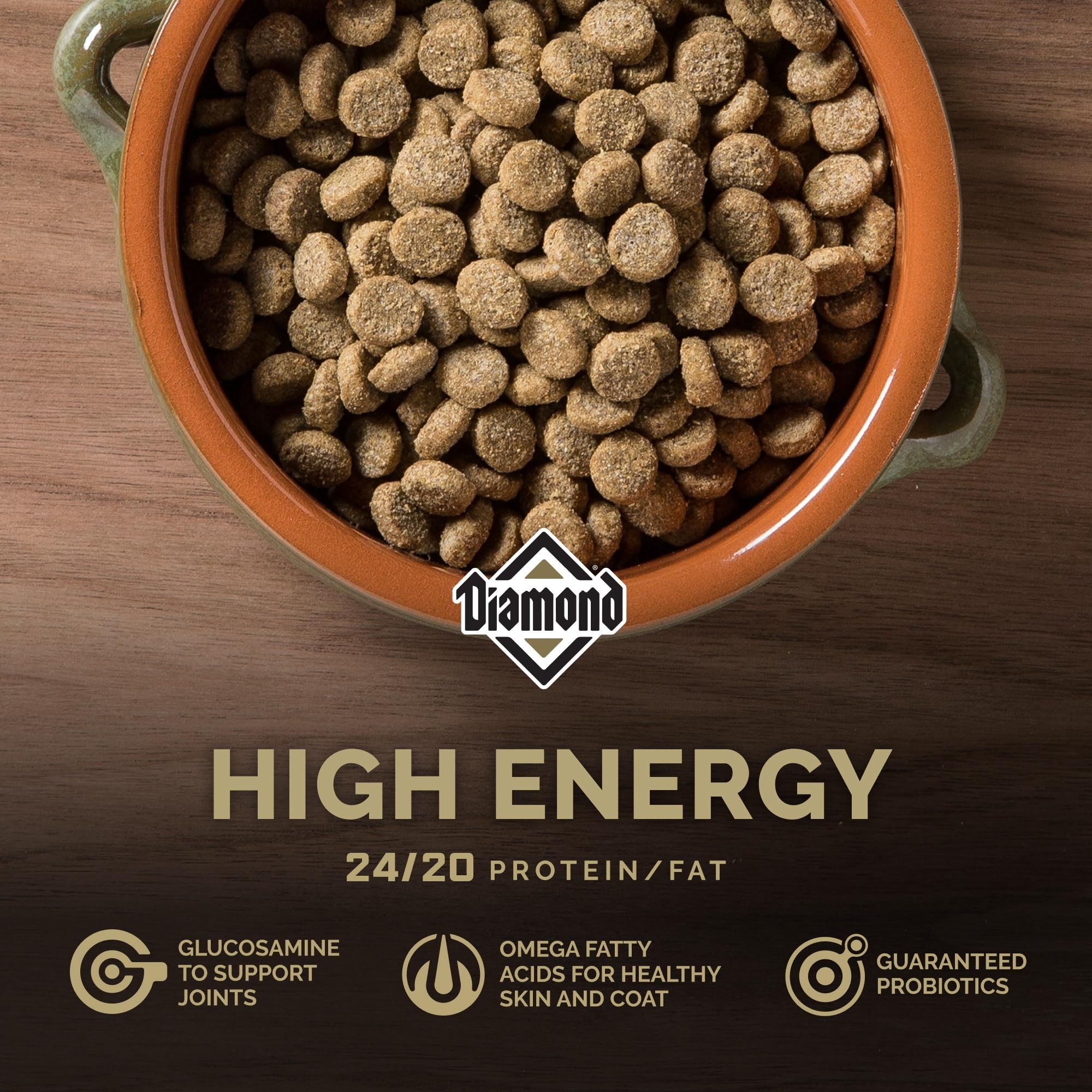 Diamond — Croquetas para Perros Adultos Muy Activos y Deportivos con Proteína, Probióticos y Antioxidantes