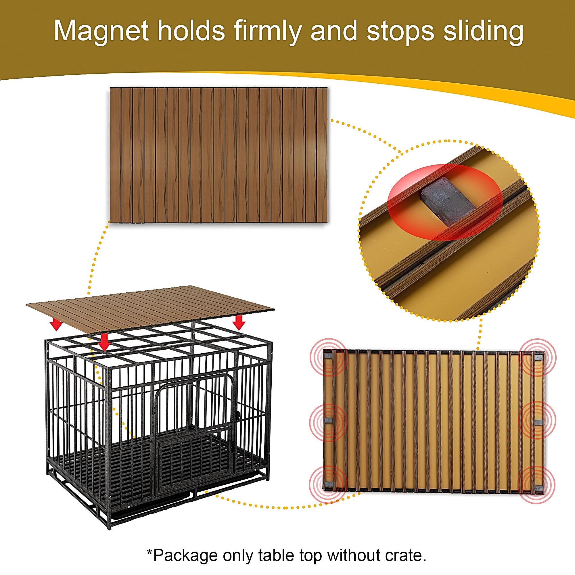 Petmystify — Cubierta Plegable con Imanes para Jaula de Perro, Superficie de Almacenamiento Decorativa en Aluminio Aeronáutico