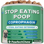PAWFECTCHEW No Poo Chews para Perros — Disuasivo de Coprofagia y Consumo de Heces con Probióticos, Enzimas Digestivas y Soporte para el Aliento — 120 Bocadillos Suaves, Fabricado en EUA