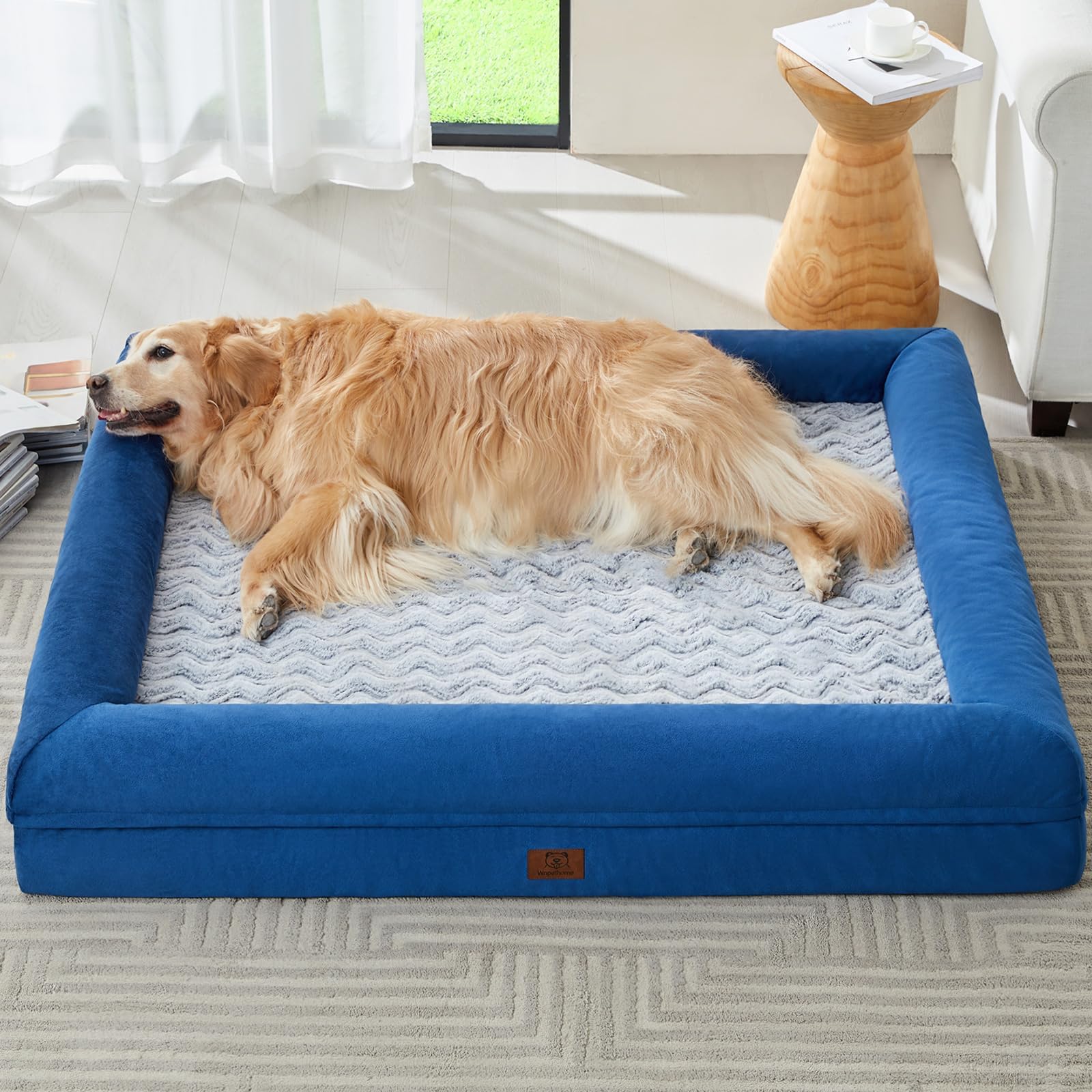 WNPETHOME — Cama Ortopédica Sofá para Perro XL con Cubierta Extraíble Impermeable y Bordes Acolchados