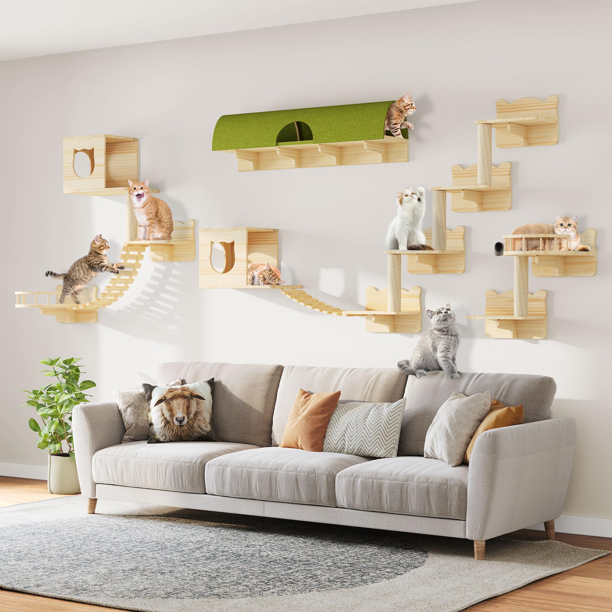 Homiflex — Repisas de Pared para Gatos, Mueble Escalador Montado en Pared para Felinos