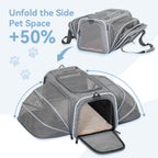 Petsfit — Transportadora Expandible para Gatos y Perros Pequeños, Aprobada por Aerolíneas, Plegable, Lavable y a Prueba de Escapes con 2 Paneles de Expansión
