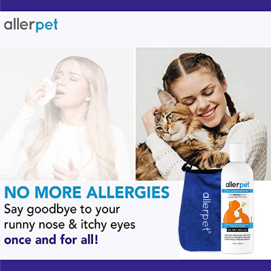 Allerpet Cat Dander Remover — Eliminador de Alérgenos y Caspa para Gato, Fórmula No Tóxica con Eficacia Científicamente Comprobada