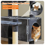 PAWZ Road 72-81 Inches Large Cat Tree, Tall Cat Tower with Large Mental Hammock for Indoor Cats Adults,7 Sisal-Covered Scratching Posts, 2 Padded Perches, Condos, and Basket