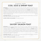 Purina Fancy Feast Colección Clásica de Mariscos en Paté — Alimento Húmedo para Gatos sin Granos, Variedad de Bacalao, Salmón, Camarón y Atún, Pack de 36 Latas de 85g