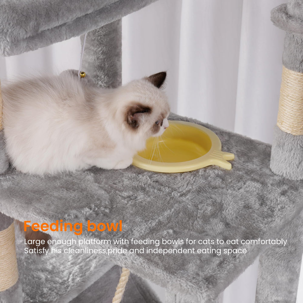 Heybly Torre para Gatos Grandes — Árbol Multinivel con Perchas Anchas, Cueva y Tablero Rascador para Gatos de hasta 9 kg