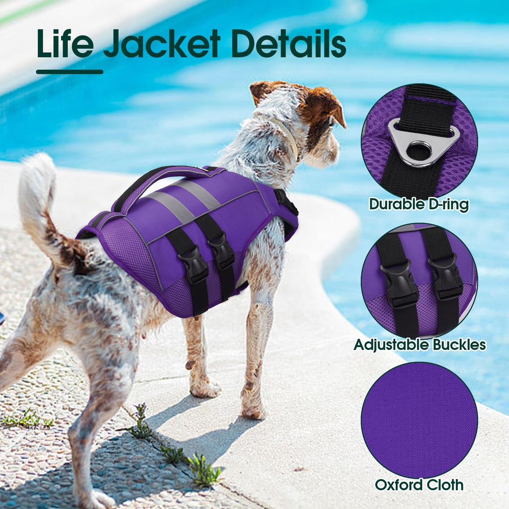 Kuoser — Chaleco Salvavidas Ajustable con Asa de Rescate y Reflectores para Perro