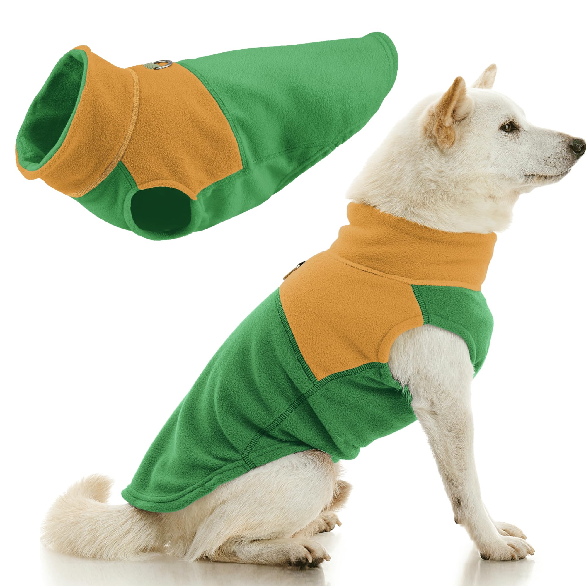 Gooby Fleece Vest Two Tone — Chaleco de Polar Suave Bicolor con Anillo Metálico para Correa, para Perros Pequeños y Medianos