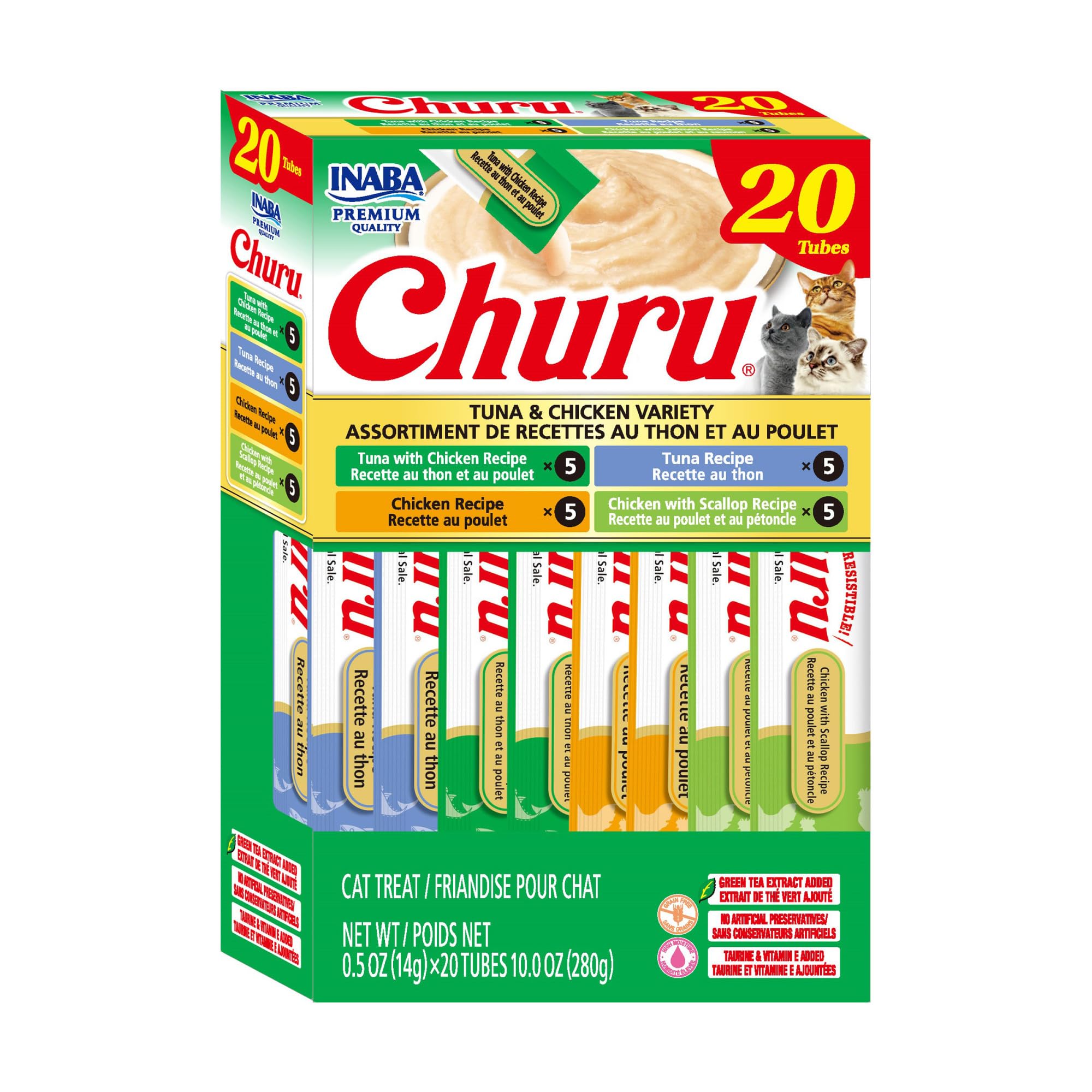INABA Churu — Snack Cremoso Lickable sin Granos con Vitamina E y Taurina para Gato