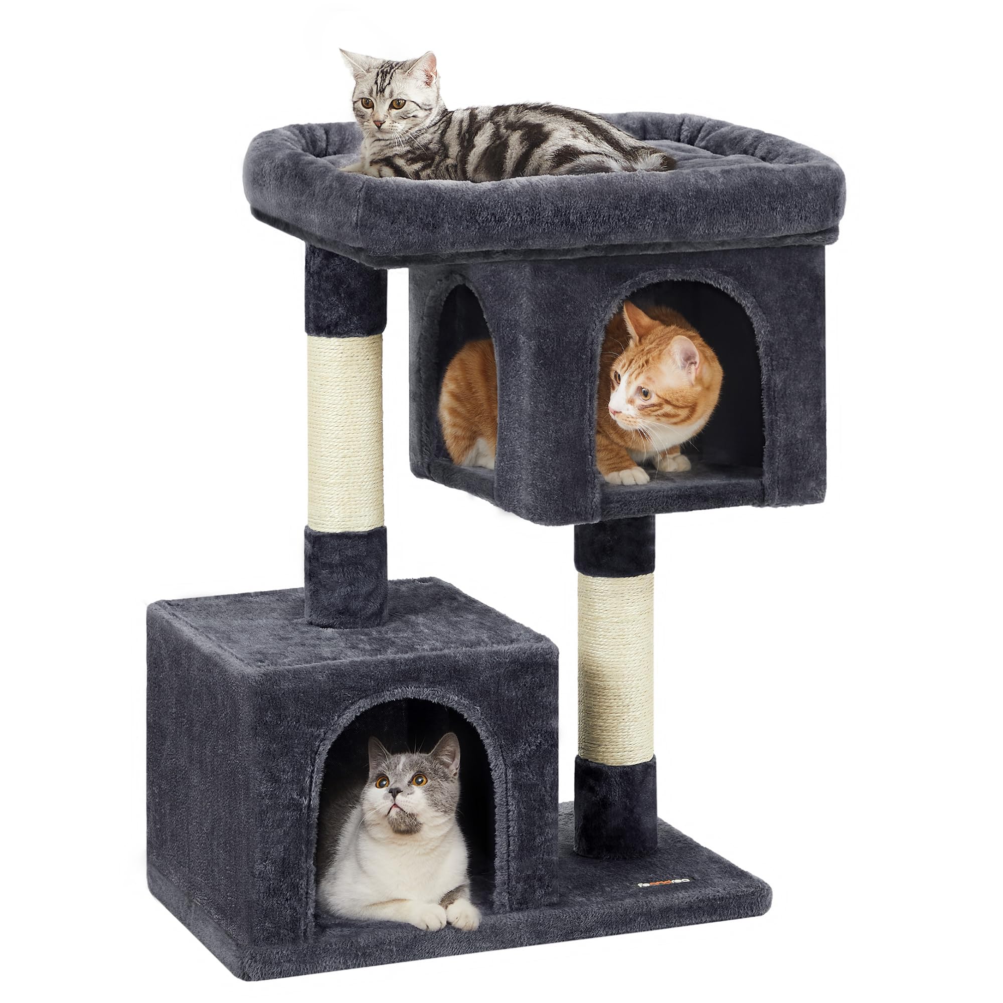 Feandrea — Torre Rascador para Gatos con Condo, Perchas y Postes de Sisal