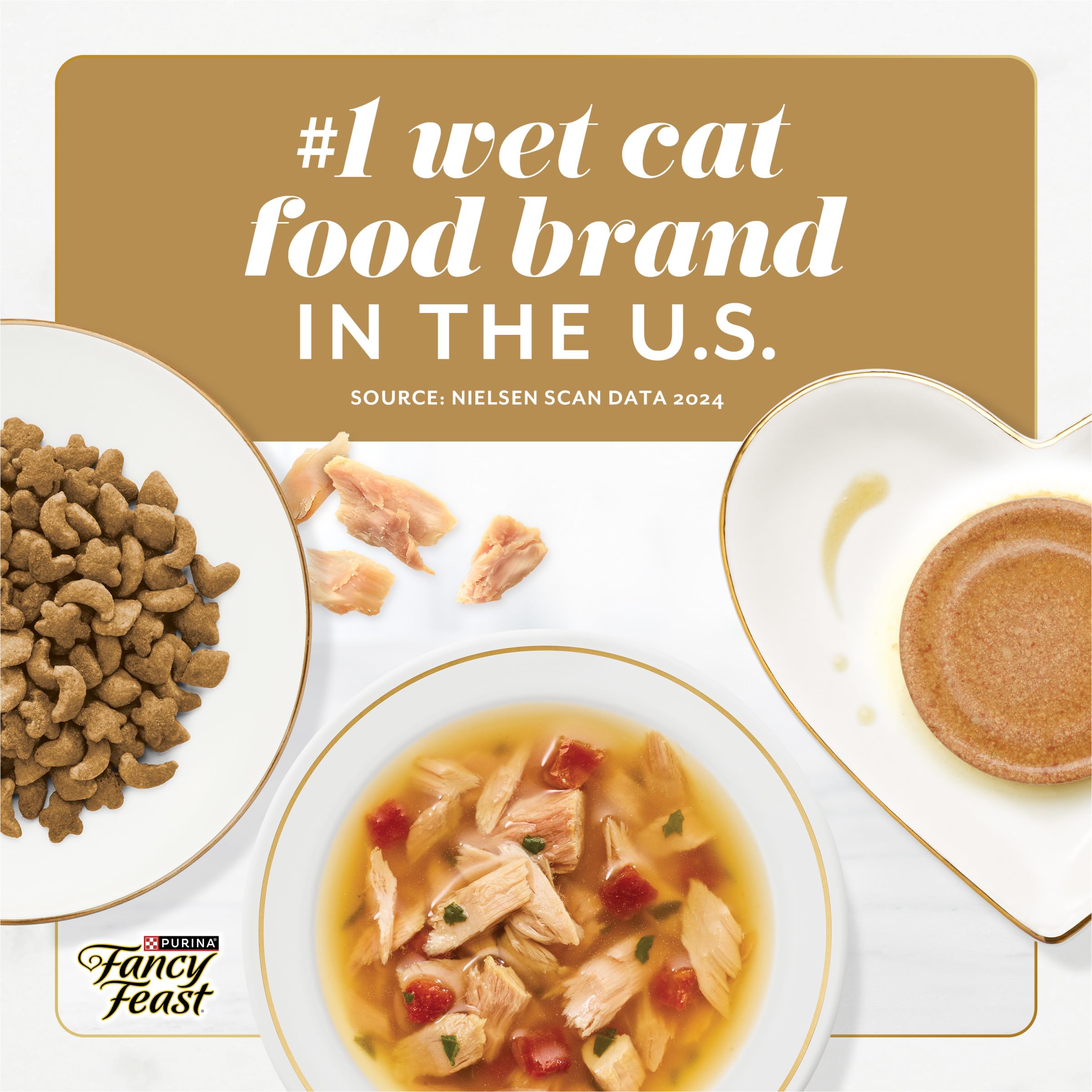 Purina Fancy Feast Purely Natural — Paquete Variado de Snacks para Gatos con Pollo, Atún y Salmón (5 sobres de 10 piezas c/u)