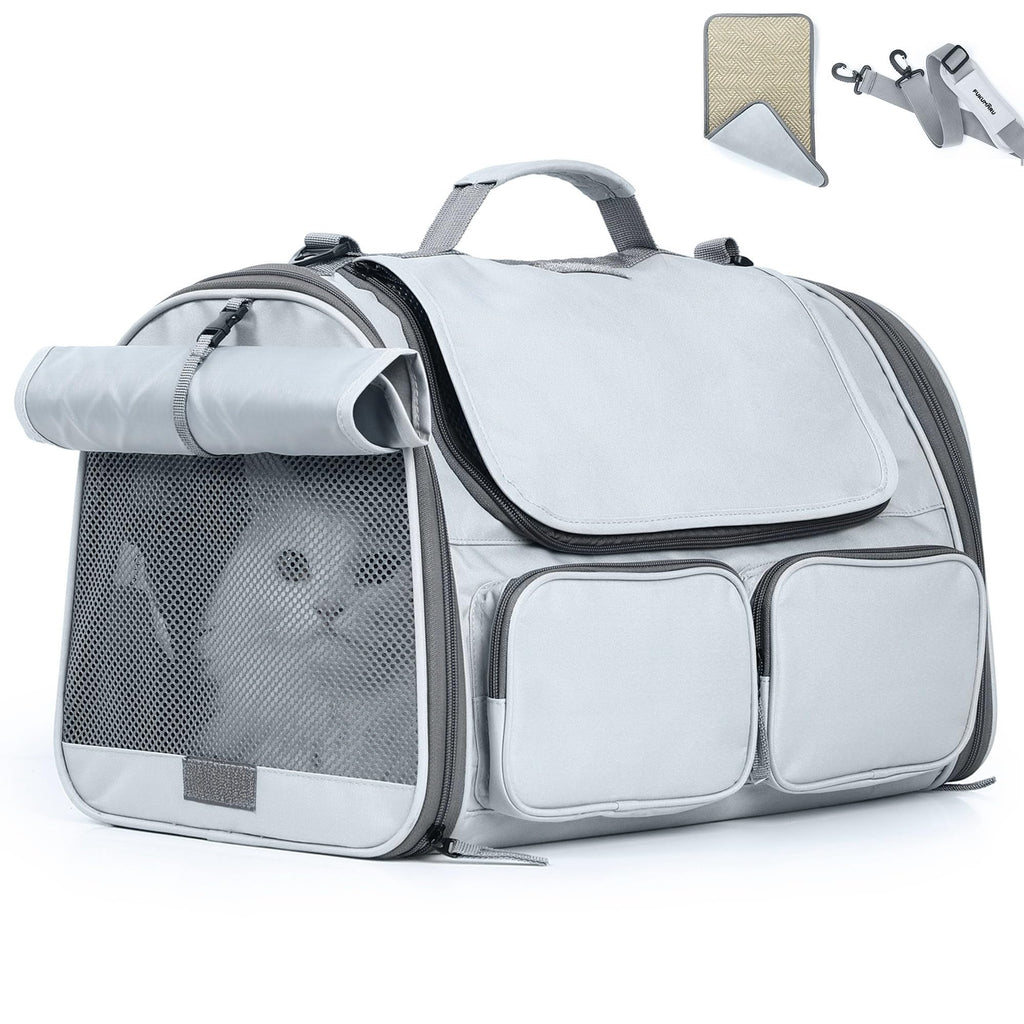 FUKUMARU — Transportadora para Gato y Perro Pequeño Aprobada por Aerolíneas con 4 Puertas de Acceso y Cojín Lavable