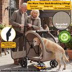 PAWZIDEA 3-in-1 Large Dog Stroller with Detachable Carrier up to 80lbs, Portable Dog Car Crate & Travel Kennel, Foldable Pet Stroller for 2 Medium Dogs, All-Terrain 9” Jogger Wheels, Adjustable Handle