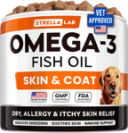 StrellaLab Fish Oil — Gomitas de Omega 3 para Perros con Alivio de Alergias, Comezón y Muda de Pelo