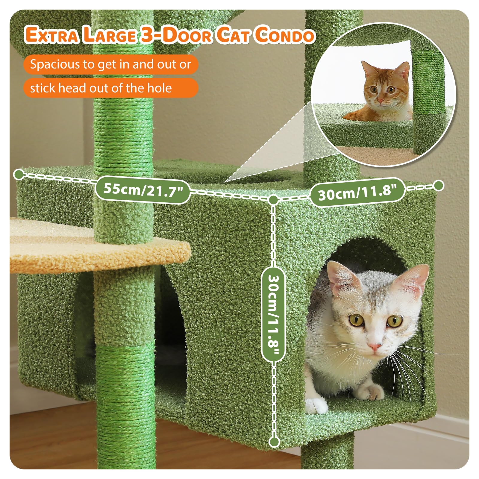 PAWZ Road 72-81 Inches Large Cat Tree, Tall Cat Tower with Large Mental Hammock for Indoor Cats Adults,7 Sisal-Covered Scratching Posts, 2 Padded Perches, Condos, and Basket