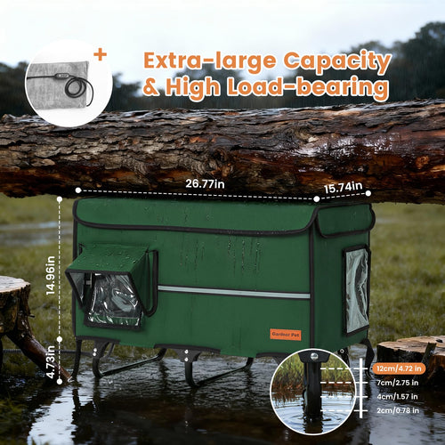 Casa Refugio Plegable para Gatos — Refugio Exterior Aislado e Impermeable con Marco Metálico, Puerta de Escape y Cojín Calefactor para Gatos y Animales Pequeños