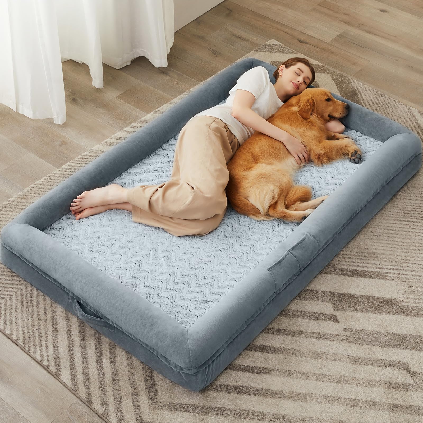 WNPETHOME — Cama Ortopédica Sofá para Perro XL con Cubierta Extraíble Impermeable y Bordes Acolchados