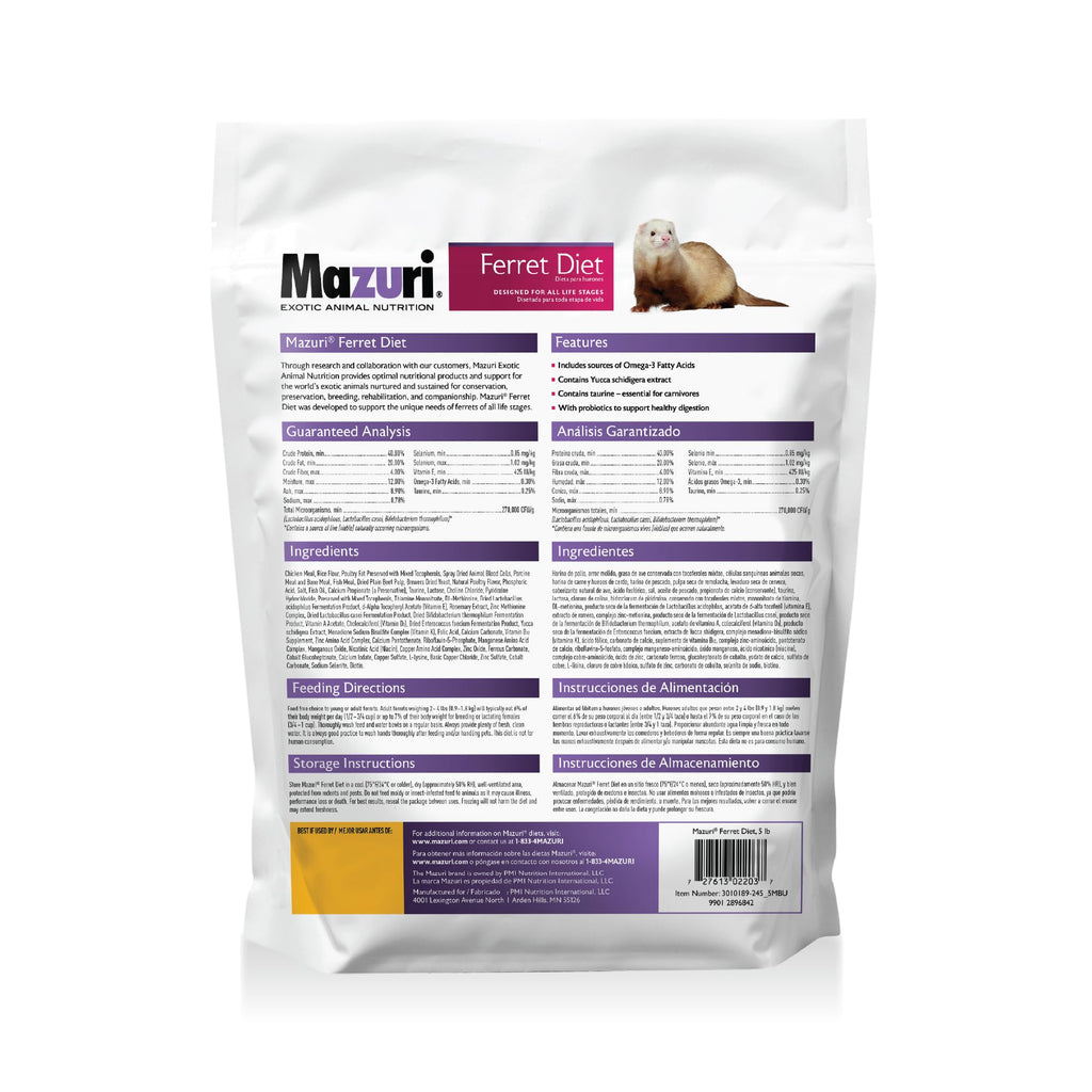 Mazuri Ferret Food — Alimento Seco Alto en Proteínas para Hurones