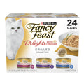 Fancy Feast Delicias con Cheddar — Paquete Variado de Alimento Húmedo para Gatos con Pollo a la Plancha, Pavo o Pescado Blanco en Salsa con Queso Cheddar — 24 Latas de 85g