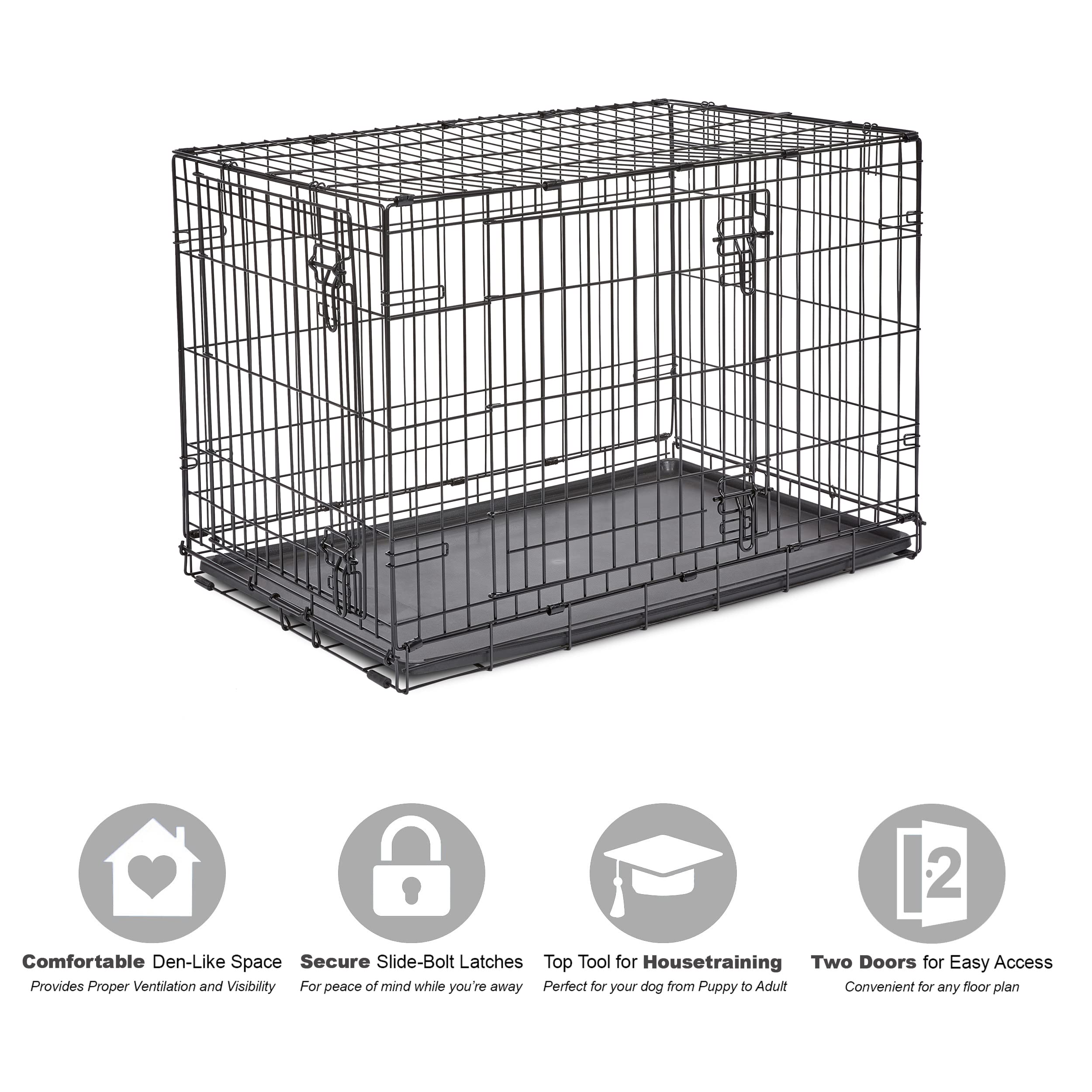 New World — Jaula para Perro Plegable de Metal con Doble Puerta