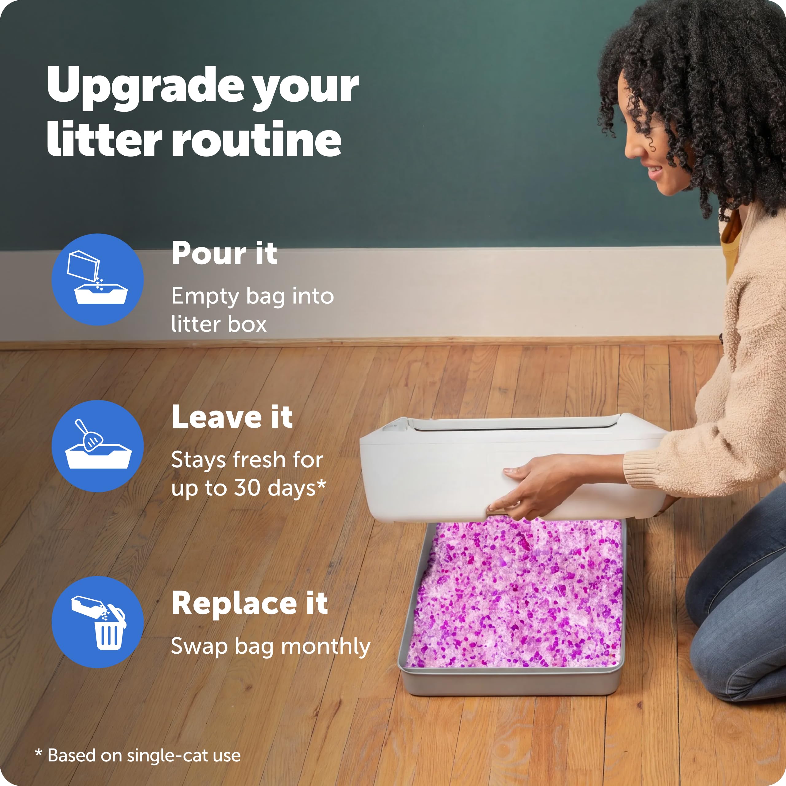 PetSafe ScoopFree — Arena de Cristales de Sílica Premium para Gato, Control de Olores 5 Veces Superior