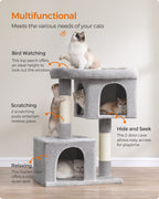 Feandrea — Torre Rascador para Gatos con Condo, Perchas y Postes de Sisal