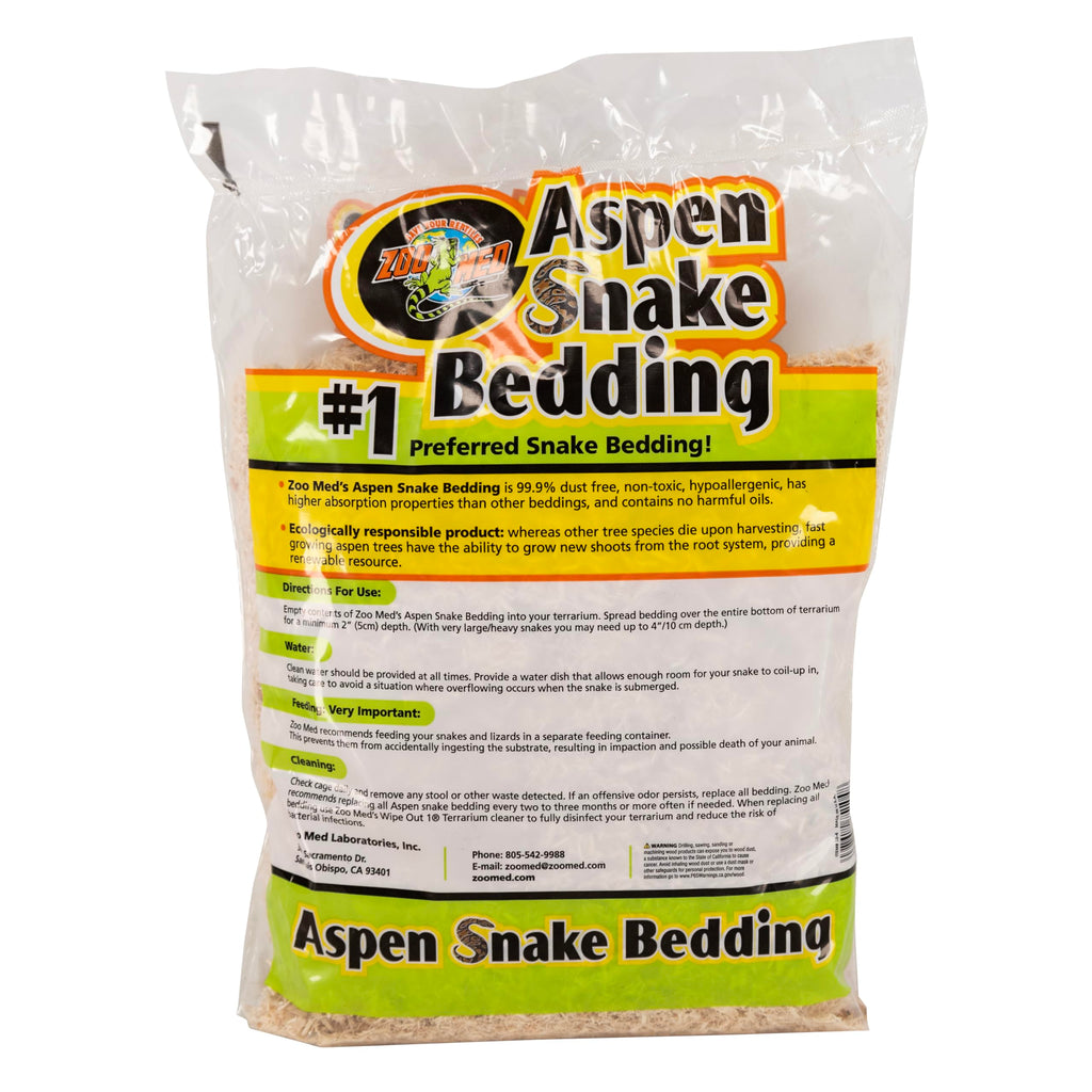 Zoo Med Aspen Snake Bedding — Sustrato Natural de Álamo para Serpientes, Lagartos, Tortugas, Tarántulas e Insectos, 4 Quartos (casi 4 litros), 99.9% Libre de Polvo