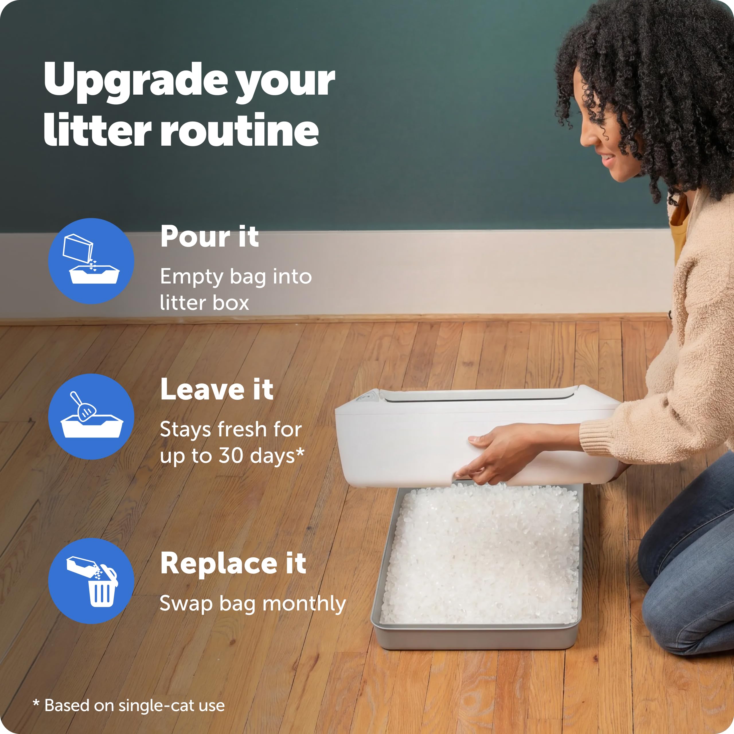 PetSafe ScoopFree — Arena de Cristales de Sílica Premium para Gato, Control de Olores 5 Veces Superior