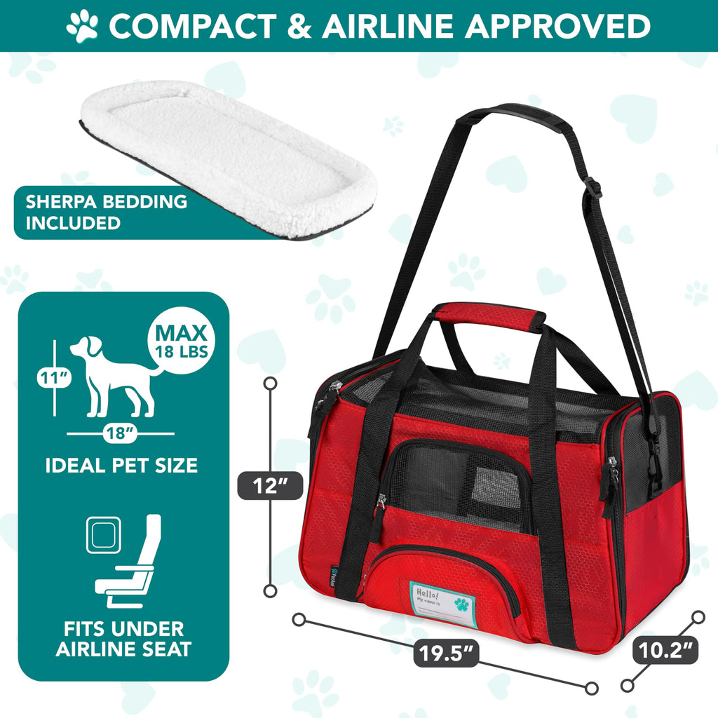 PetAmi — Transportadora de Viaje Aprobada por Aerolíneas con Cama Sherpa para Gatos y Perros Pequeños