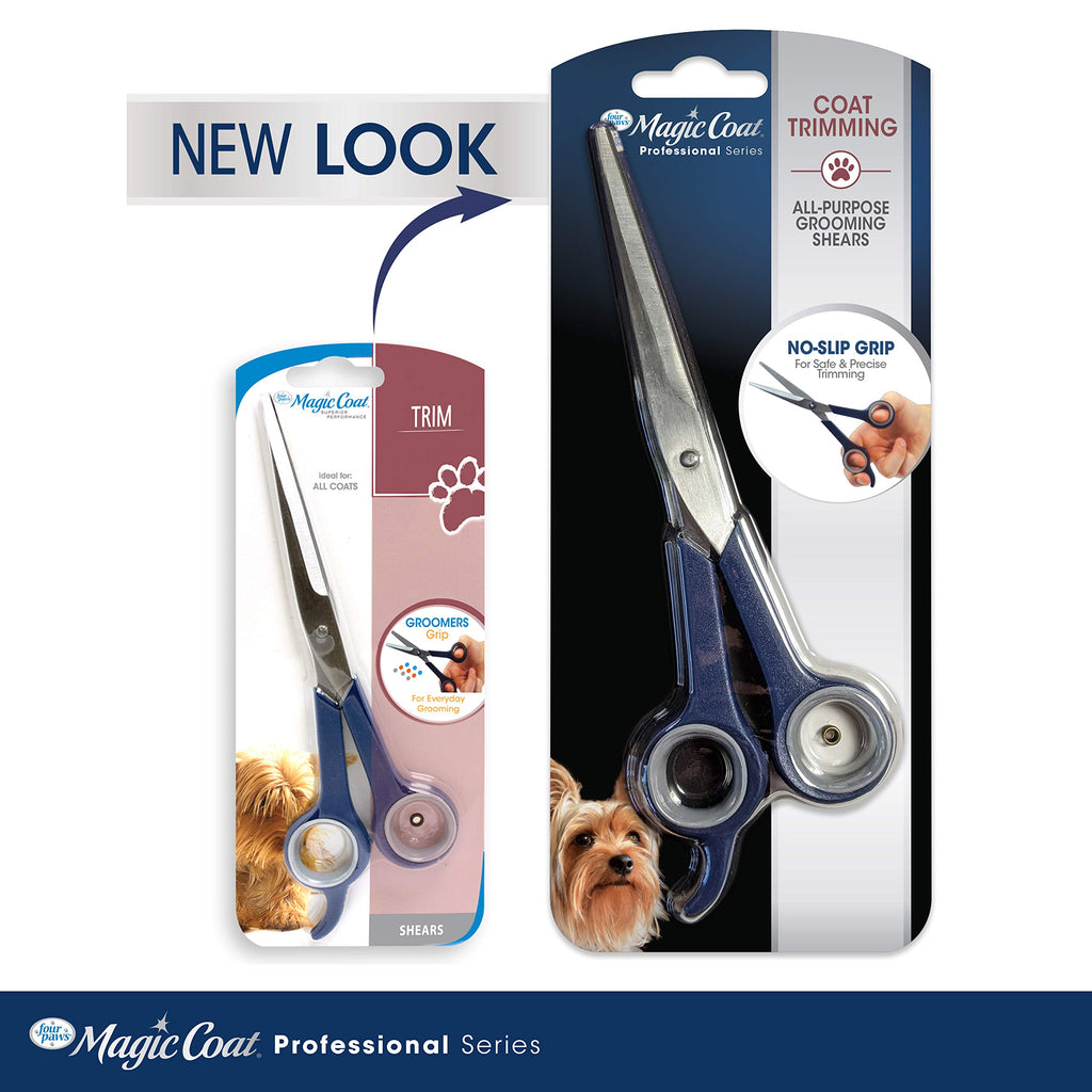 Four Paws Magic Coat Serie Profesional — Tijeras de Adelgazamiento para Perros y Gatos con Puntas Redondeadas y Agarre Antideslizante, 7.5 Pulgadas